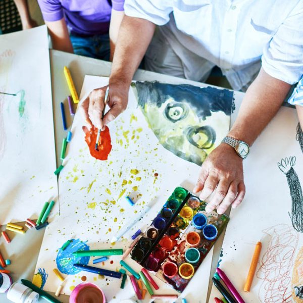 Childrens Paintings in Art Class